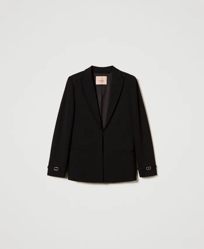 Twinset Blazer With Oval T Straps Black Women Suits And Sets Twinset Blazer With Oval T Straps Black Women Suits And Sets