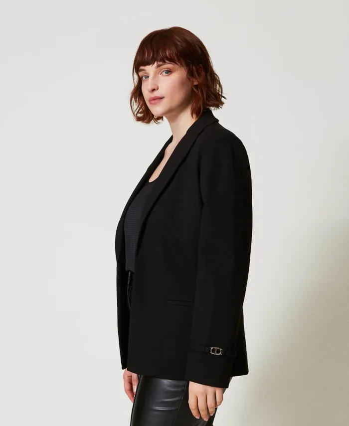 Twinset Blazer With Oval T Straps Black Women Suits And Sets Twinset Blazer With Oval T Straps Black Women Suits And Sets