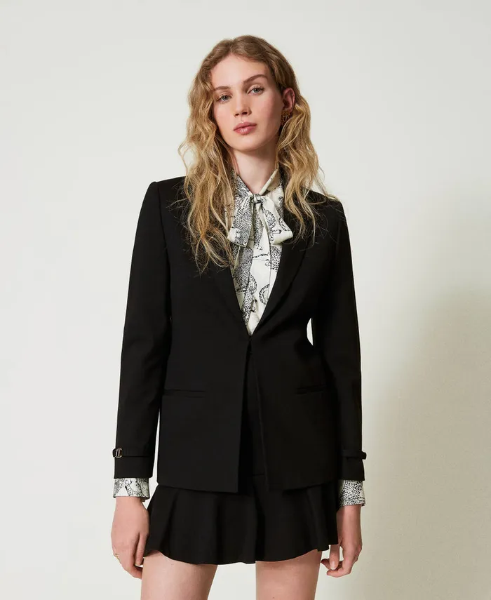 Twinset Blazer With Oval T Straps Black Women Suits And Sets Twinset Blazer With Oval T Straps Black Women Suits And Sets