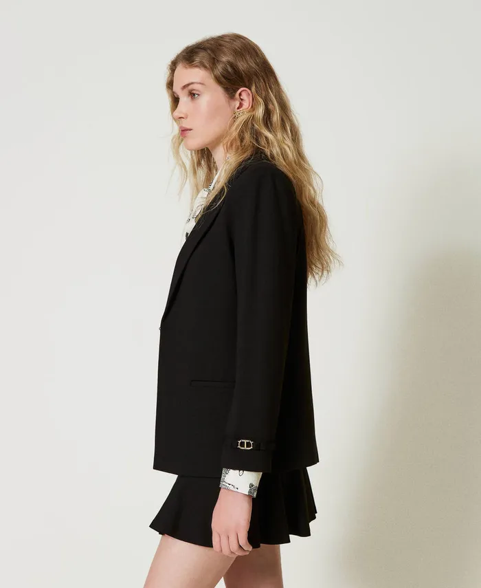 Twinset Blazer With Oval T Straps Black Women Suits And Sets Twinset Blazer With Oval T Straps Black Women Suits And Sets