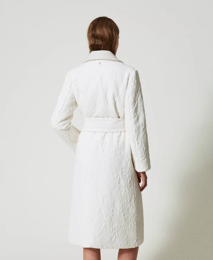 Twinset DoubleBreasted Embossed Coat Off White Women Jackets And Outerwear Twinset DoubleBreasted Embossed Coat Off White Women Jackets And Outerwear
