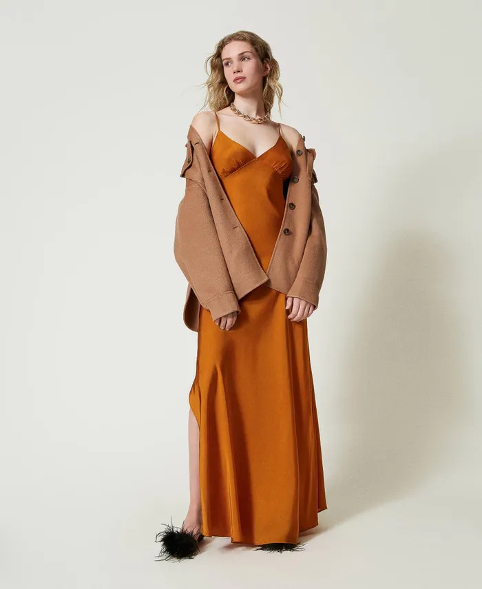 Twinset Doubled Wool Blend Cloth Caban Coat Sandy Brown Women Jackets And Outerwear Twinset Doubled Wool Blend Cloth Caban Coat Sandy Brown Women Jackets And Outerwear