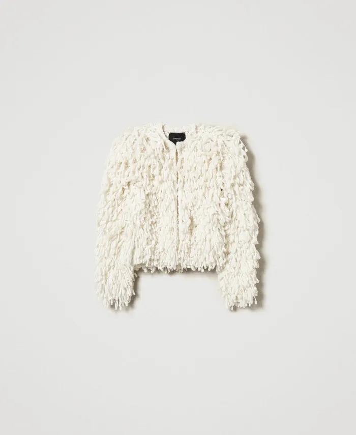 Twinset Elizabeth039 Boucl Knit Jacket White Snow Women Jackets And Outerwear Twinset Elizabeth039 Boucl Knit Jacket White Snow Women Jackets And Outerwear