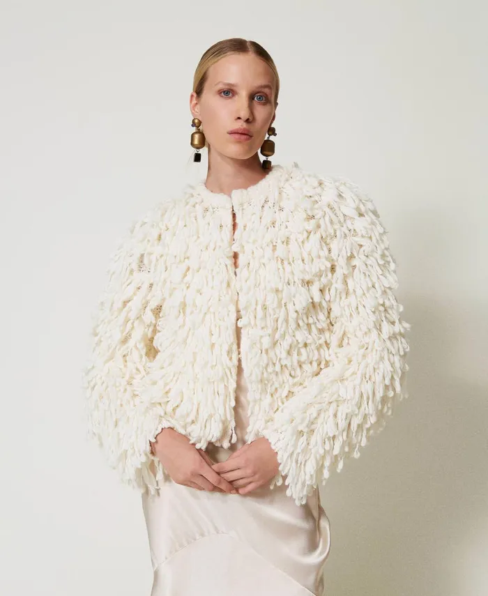 Twinset Elizabeth039 Boucl Knit Jacket White Snow Women Jackets And Outerwear Twinset Elizabeth039 Boucl Knit Jacket White Snow Women Jackets And Outerwear