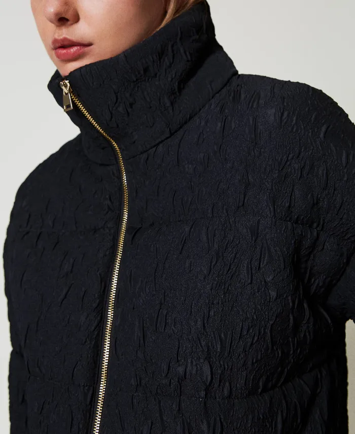 Twinset Embossed Short Puffer Jacket Black Women Jackets And Outerwear Twinset Embossed Short Puffer Jacket Black Women Jackets And Outerwear