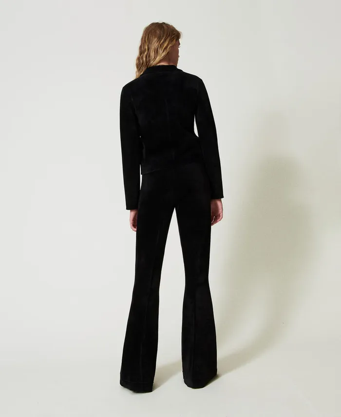 Twinset Flared Knit Trousers With Oval T Buttons Black Women Suits And Sets Twinset Flared Knit Trousers With Oval T Buttons Black Women Suits And Sets