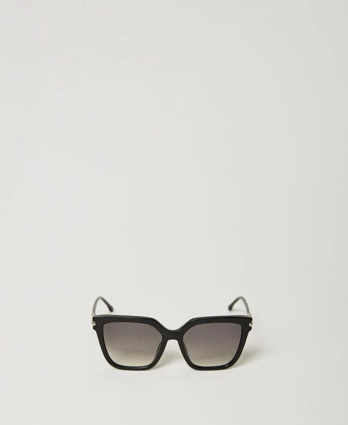 Twinset Geometric Sunglasses With Logo Shiny Black Women Sunglasses