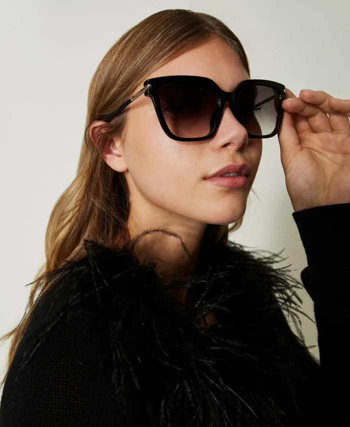 Twinset Geometric Sunglasses With Logo Shiny Black Women Sunglasses Twinset Geometric Sunglasses With Logo Shiny Black Women Sunglasses