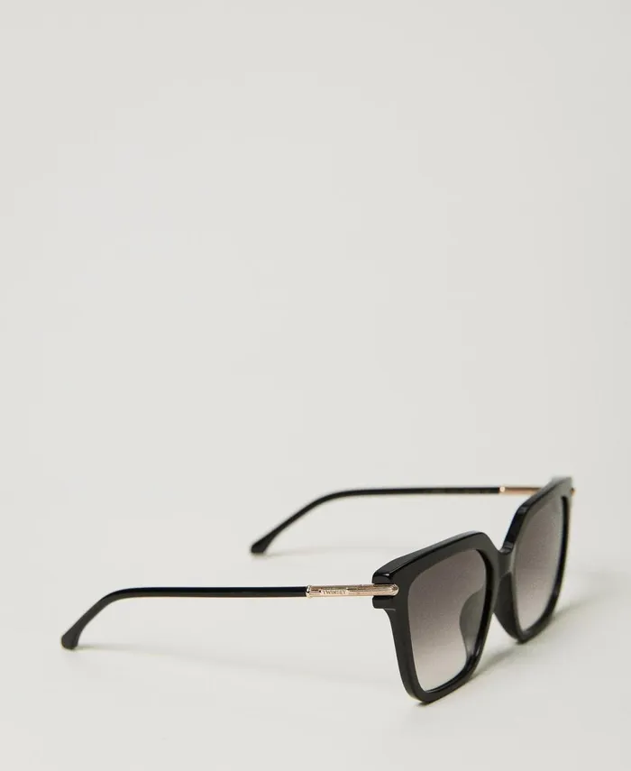 Twinset Geometric Sunglasses With Logo Shiny Black Women Sunglasses Twinset Geometric Sunglasses With Logo Shiny Black Women Sunglasses