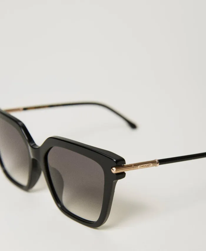 Twinset Geometric Sunglasses With Logo Shiny Black Women Sunglasses Twinset Geometric Sunglasses With Logo Shiny Black Women Sunglasses