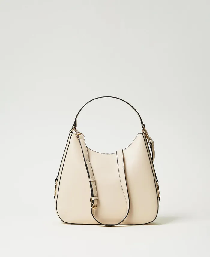Twinset Hobo Bag With Oval T Buckle Old White Women Hobo Bags