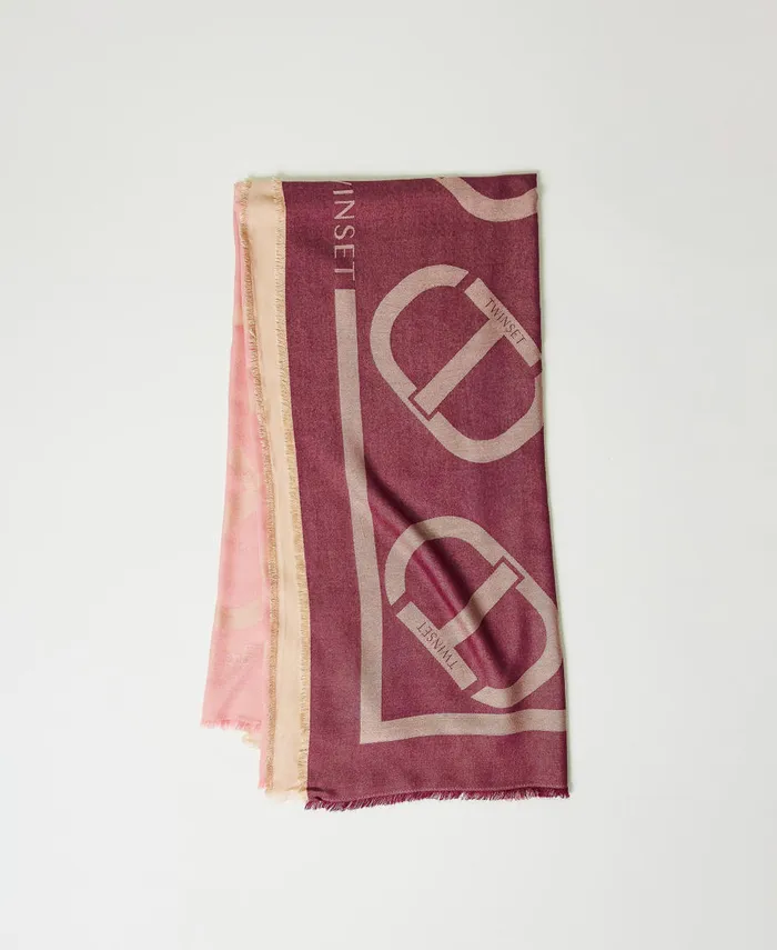 Twinset Jacquard Kefiah With Oval T Multicolour Red Plum Crayola Pink Cupcake Pink Women Scarves Twinset Jacquard Kefiah With Oval T Multicolour Red Plum Crayola Pink Cupcake Pink Women Scarves