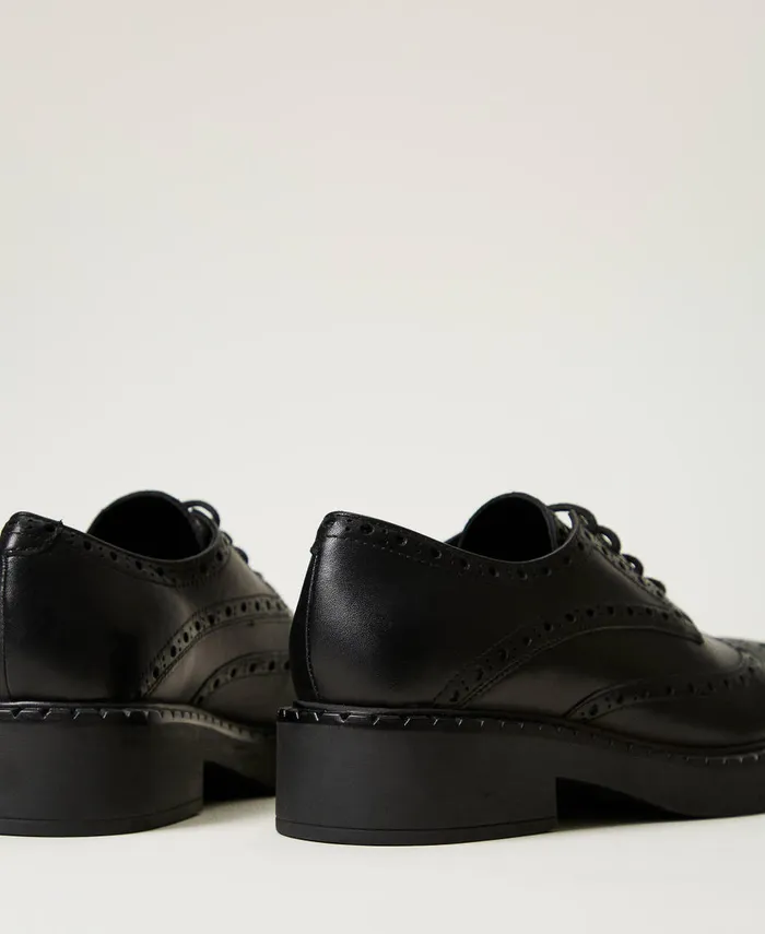 Twinset Leather LaceUp Shoes Black Women Ballet Flats And Loafers Twinset Leather LaceUp Shoes Black Women Ballet Flats And Loafers