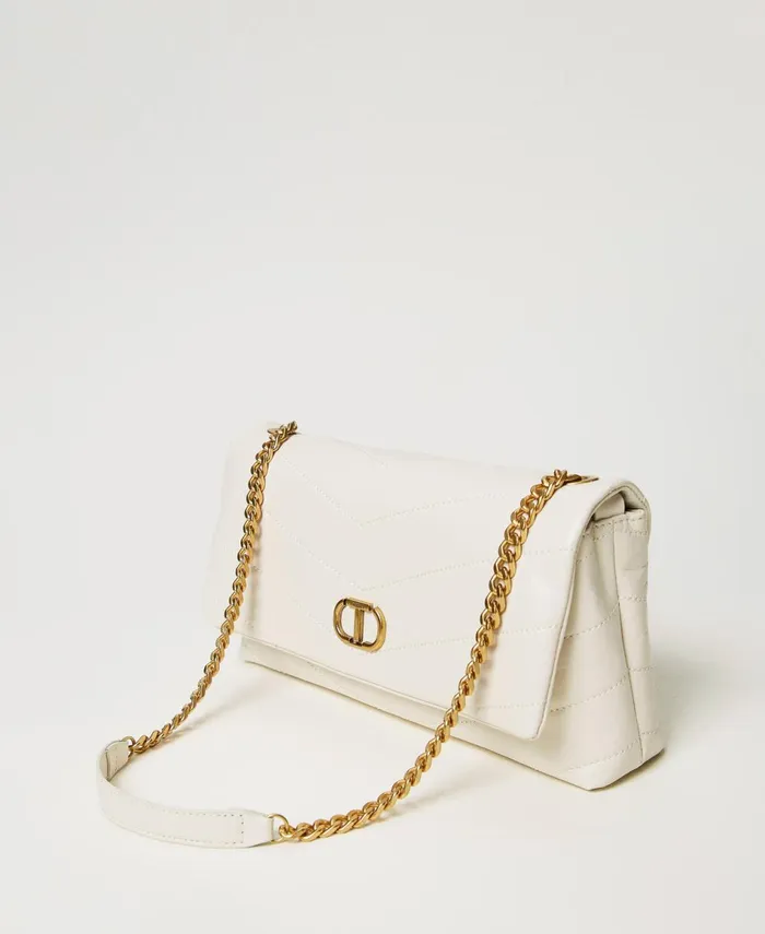 Twinset Madison Leather Shoulder Bag Mother Of Pearl Women Cross Body Bags Twinset Madison Leather Shoulder Bag Mother Of Pearl Women Cross Body Bags