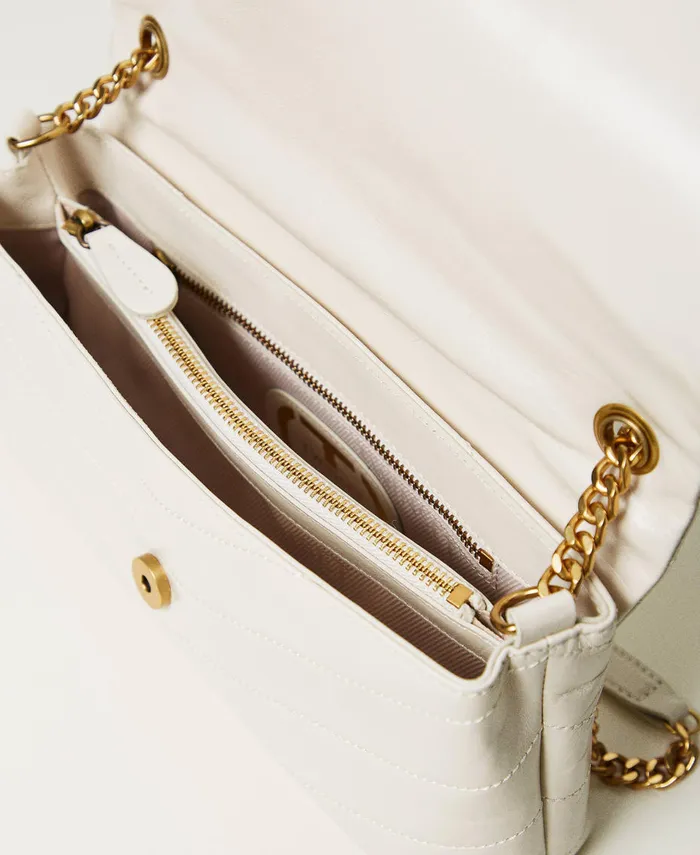 Twinset Madison Leather Shoulder Bag Mother Of Pearl Women Cross Body Bags Twinset Madison Leather Shoulder Bag Mother Of Pearl Women Cross Body Bags