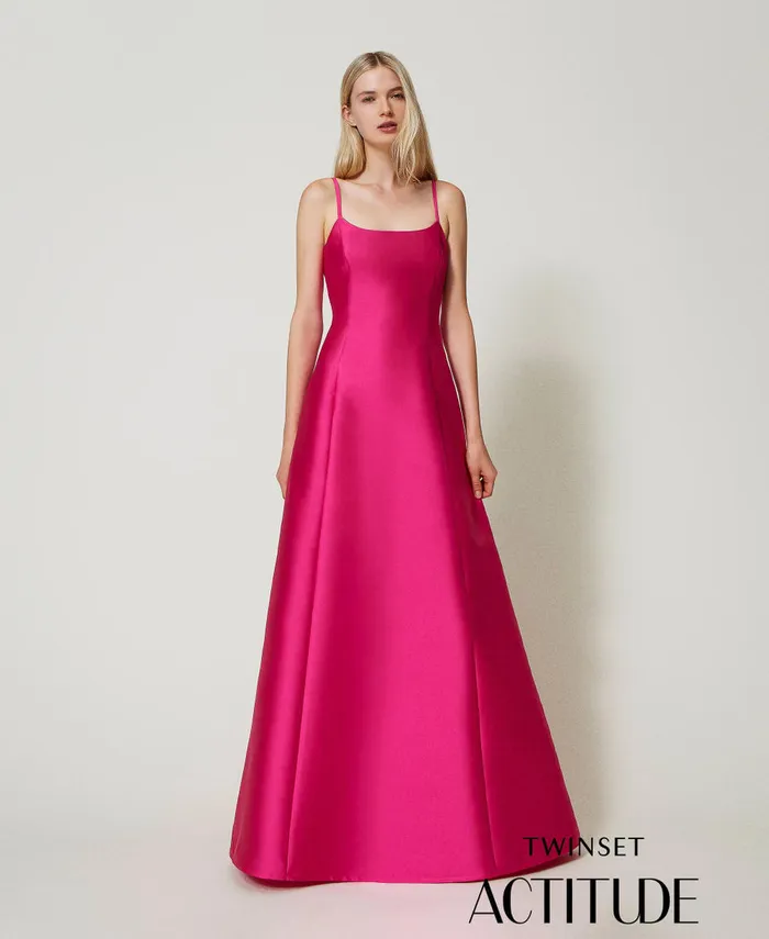 Twinset Mikado Twill Long Dress Super Pink Women Dresses