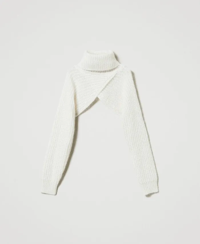 Twinset Mohair Blend Knit Shrug White Snow Women Jumpers And Cardigans Twinset Mohair Blend Knit Shrug White Snow Women Jumpers And Cardigans
