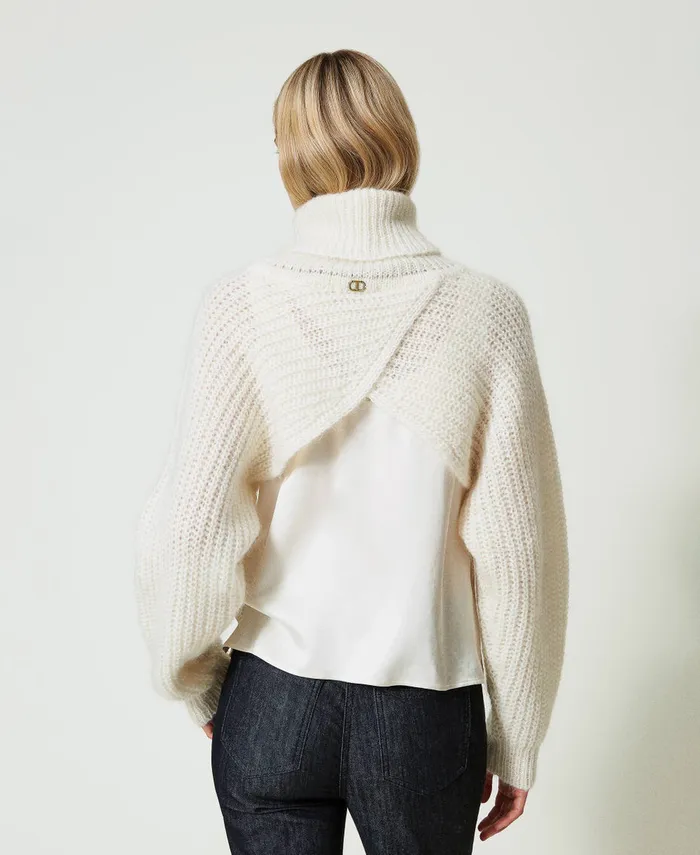 Twinset Mohair Blend Knit Shrug White Snow Women Jumpers And Cardigans Twinset Mohair Blend Knit Shrug White Snow Women Jumpers And Cardigans