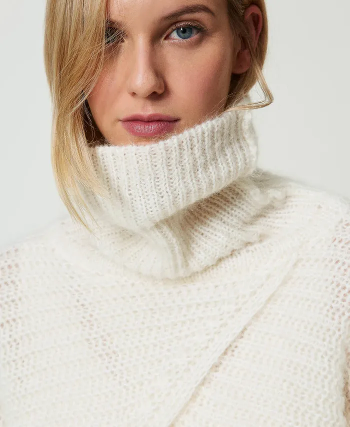 Twinset Mohair Blend Knit Shrug White Snow Women Jumpers And Cardigans Twinset Mohair Blend Knit Shrug White Snow Women Jumpers And Cardigans