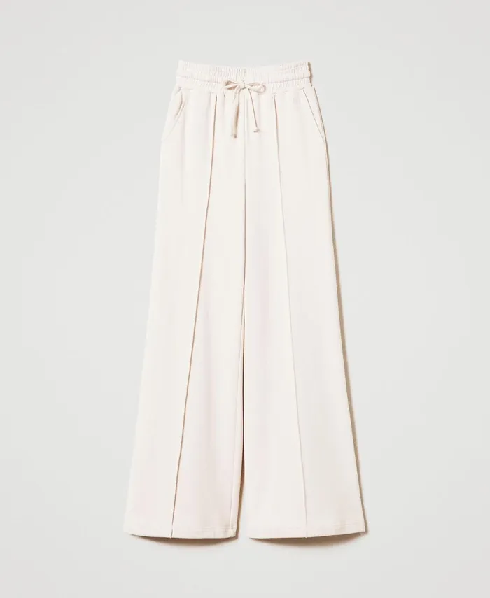Twinset Plush Fabric Palazzo Trousers Old White Women Trousers Twinset Plush Fabric Palazzo Trousers Old White Women Trousers