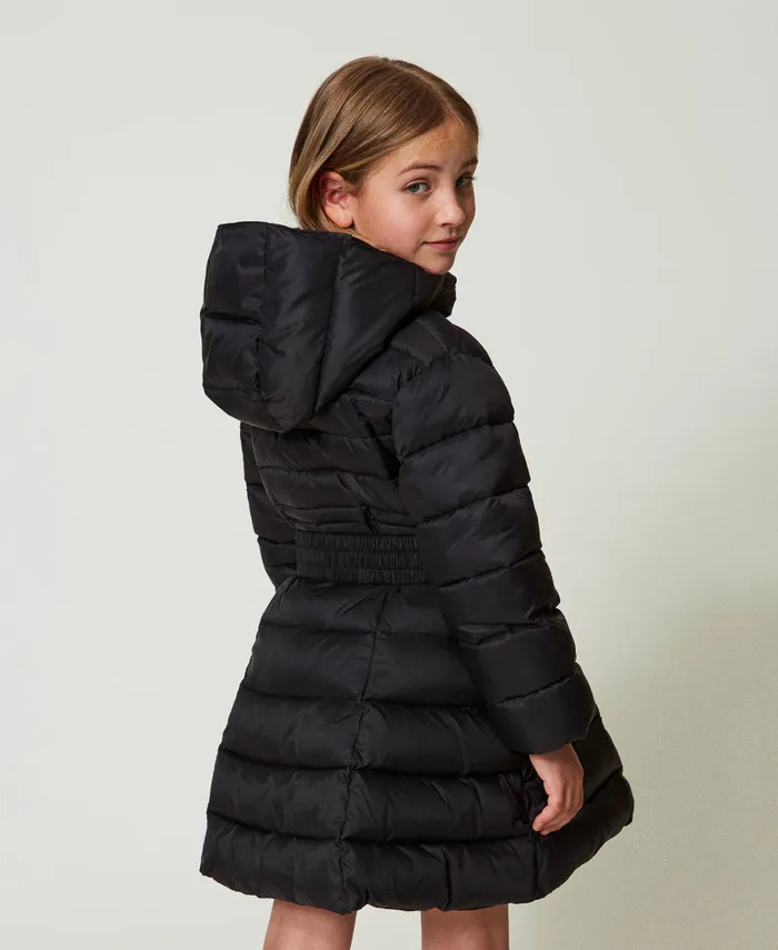 Twinset Quilted Puffer Jacket With Oval T Belt Black Girl Jackets And Outerwear Twinset Quilted Puffer Jacket With Oval T Belt Black Girl Jackets And Outerwear