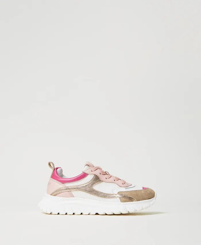 Twinset Running Trainers With Coloured Inserts Multicolour Sweet Roseflamingo Pinkhempice Girl
