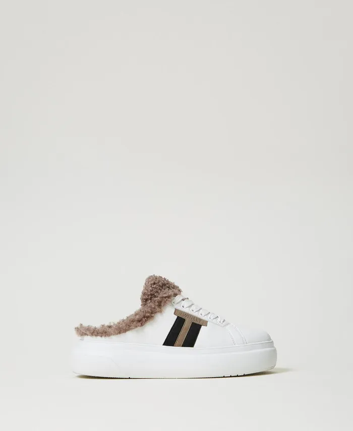 Twinset SlideOn Trainers With Faux Fur White Women Trainers