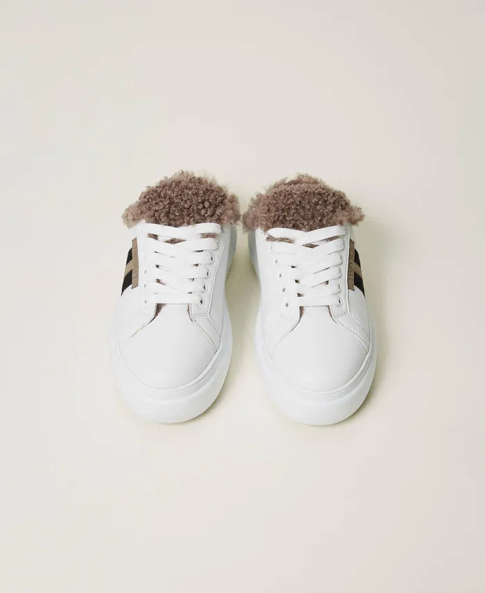 Twinset SlideOn Trainers With Faux Fur White Women Trainers Twinset SlideOn Trainers With Faux Fur White Women Trainers