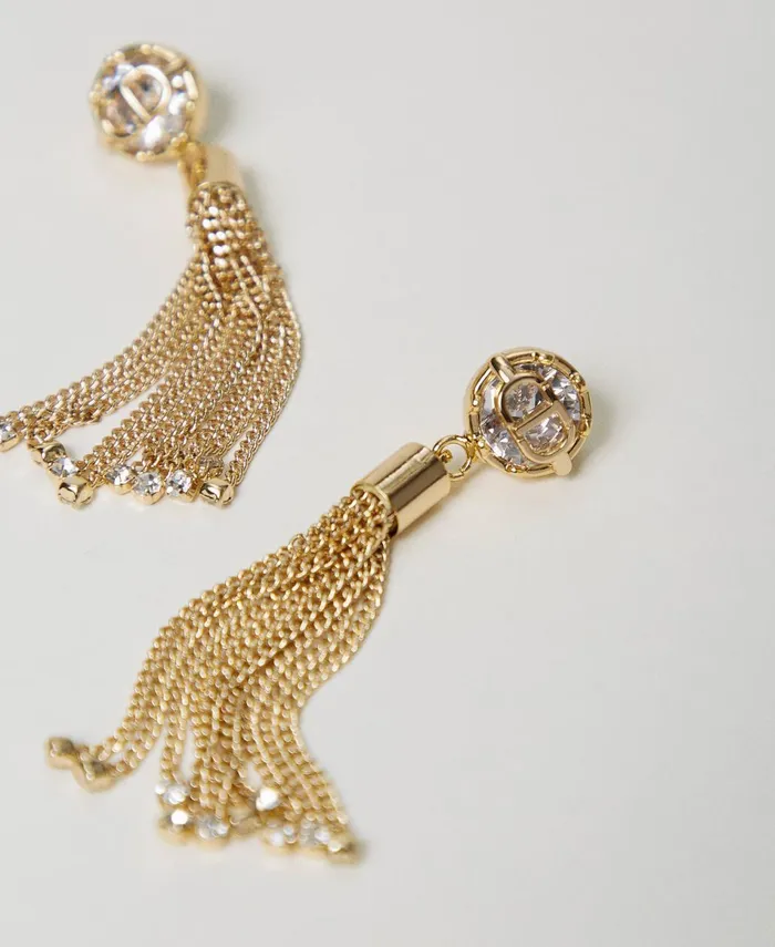 Twinset Tassel Earrings With Oval T New Gold Women Jewellery Twinset Tassel Earrings With Oval T New Gold Women Jewellery