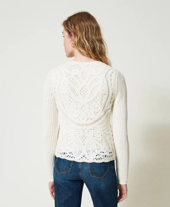 Twinset Wool Blend Crochet Jacket White Snow Women Jackets And Outerwear Twinset Wool Blend Crochet Jacket White Snow Women Jackets And Outerwear