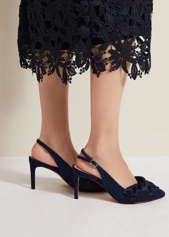 Twist Front Slingback Shoes Navy Women Phase Eight Occasion Shoes
