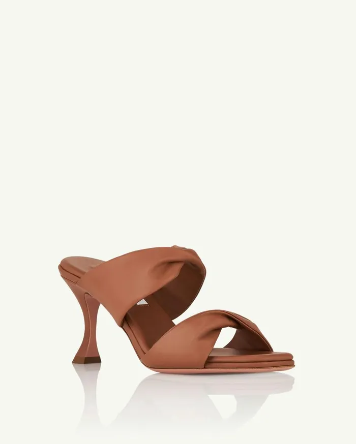 Twist Sandal 75 Brown Women Aquazzura Slides and Mules