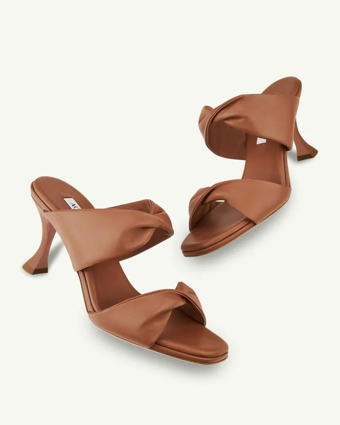 Twist Sandal 75 Brown Women Aquazzura Slides and Mules Twist Sandal 75 Brown Women Aquazzura Slides and Mules