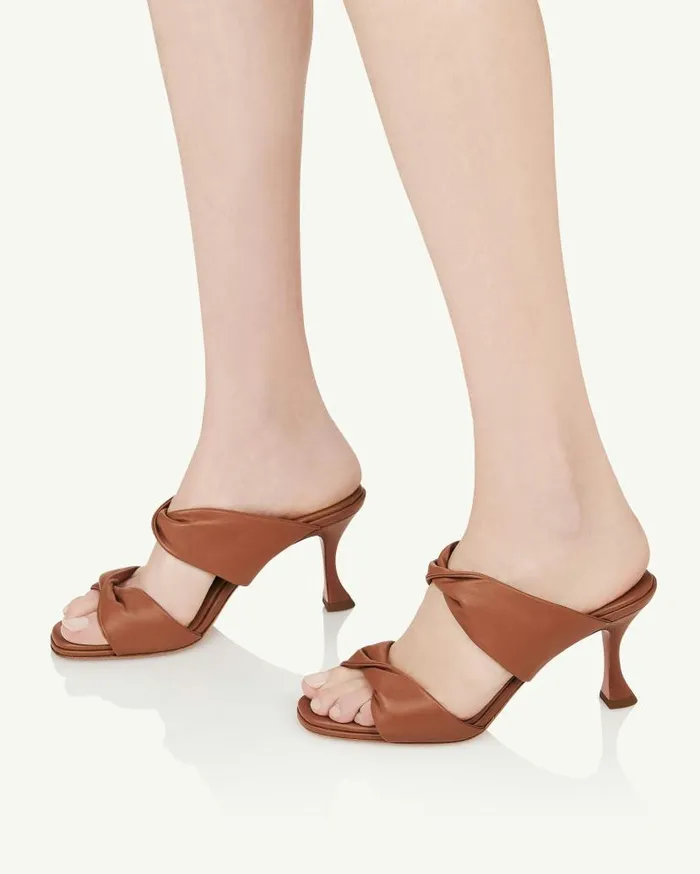 Twist Sandal 75 Brown Women Aquazzura Slides and Mules Twist Sandal 75 Brown Women Aquazzura Slides and Mules