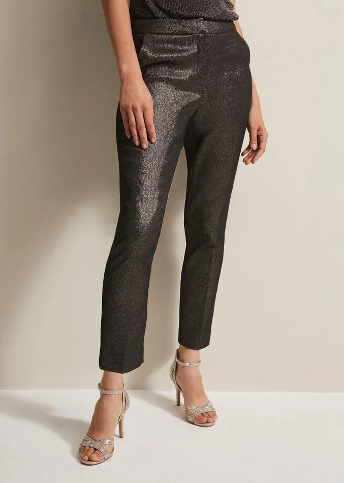 Ulrica Shimmer Straight Leg Trousers Metallic Women Phase Eight Trousers