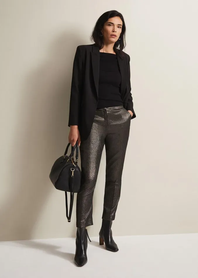 Ulrica Shimmer Straight Leg Trousers Metallic Women Phase Eight Trousers