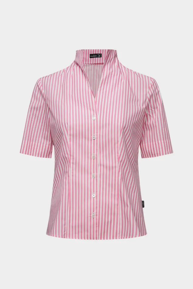 Van Laack Business Blouses Women Striped Cupcollar Blouse In Red Cotton Poplin