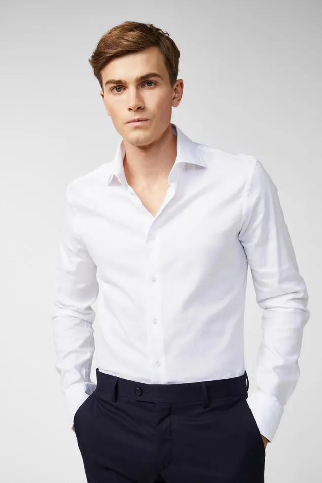Van Laack Business Shirts Men Business Shirt Made Of Dobby Cotton White