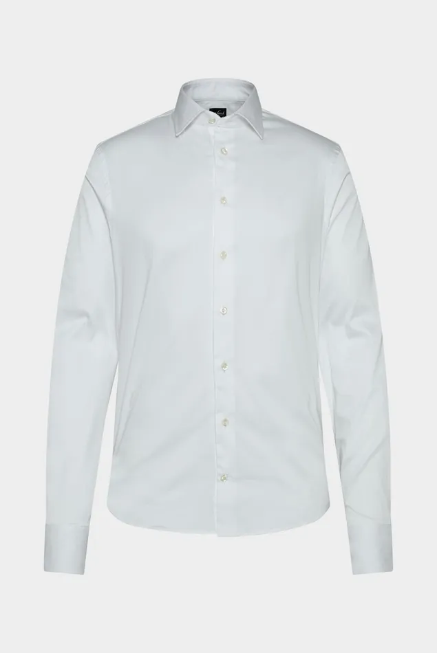 Van Laack Business Shirts Men Plain Cotton Stretch Poplin Shirt