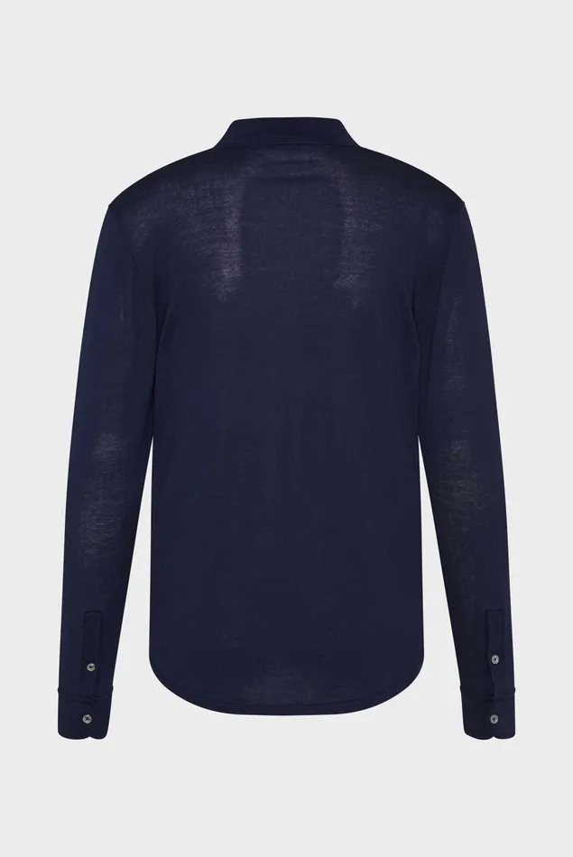 Van Laack Easy Iron Shirts Men Knitted Cotton Shirt Dark Blue Van Laack Easy Iron Shirts Men Knitted Cotton Shirt Dark Blue