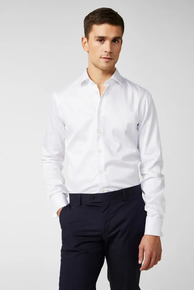 Van Laack Easy Iron Shirts Men Perfect Look FineTwill Double Cuff Shirt Light Blue