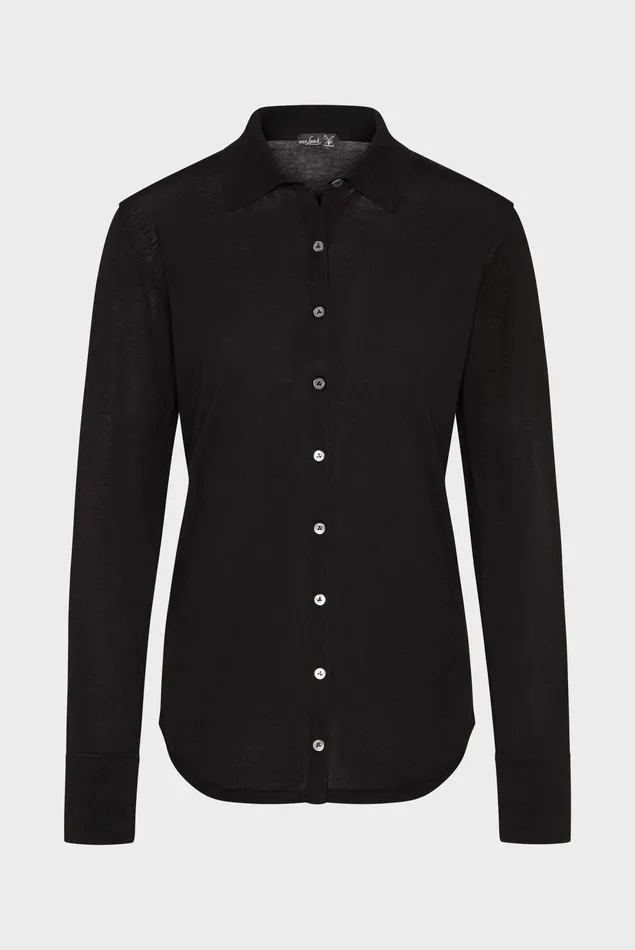 Van Laack Festive Blouses Women High Quality Knitted Cotton Shirt Black