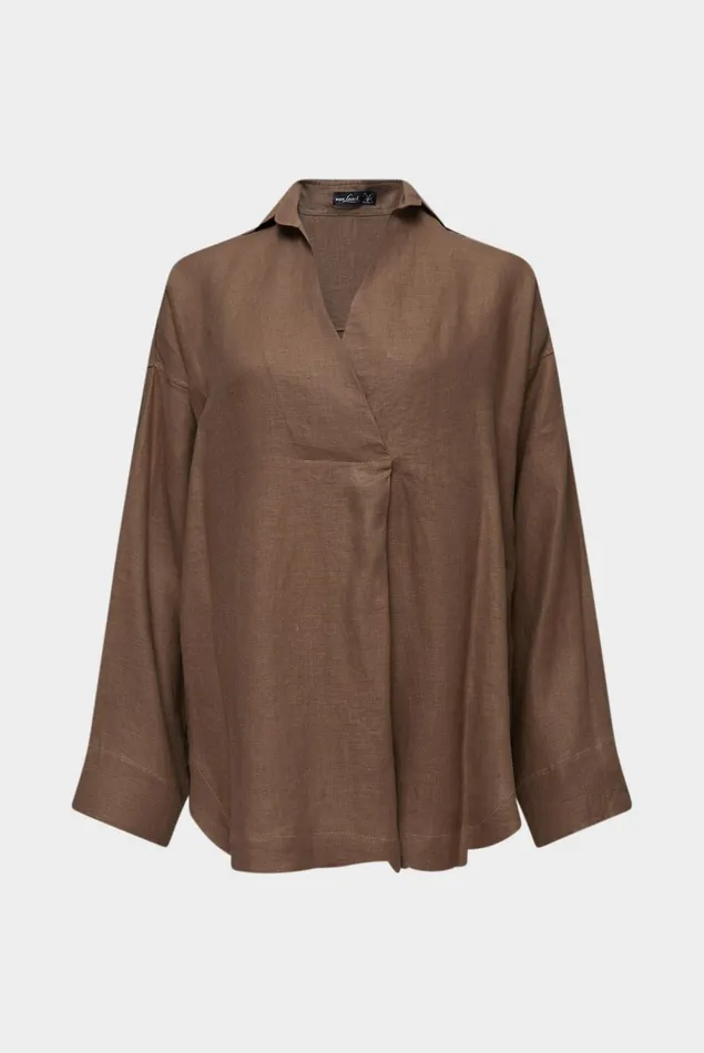 Van Laack Festive Blouses Women Oversize Blouse With Shirt Collar And Vneck Brown Van Laack Festive Blouses Women Oversize Blouse With Shirt Collar And Vneck Brown