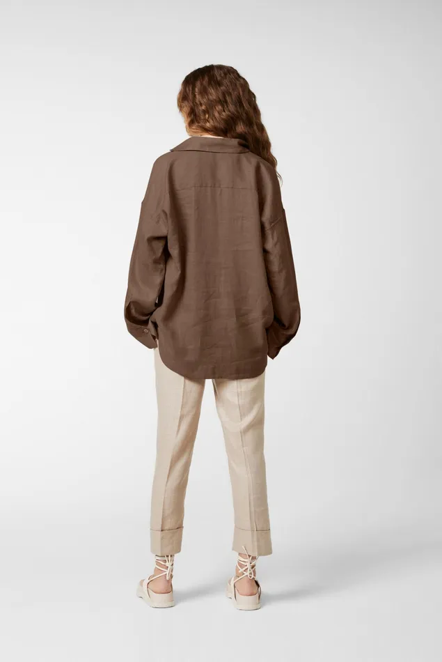 Van Laack Festive Blouses Women Oversize Blouse With Shirt Collar And Vneck Brown Van Laack Festive Blouses Women Oversize Blouse With Shirt Collar And Vneck Brown