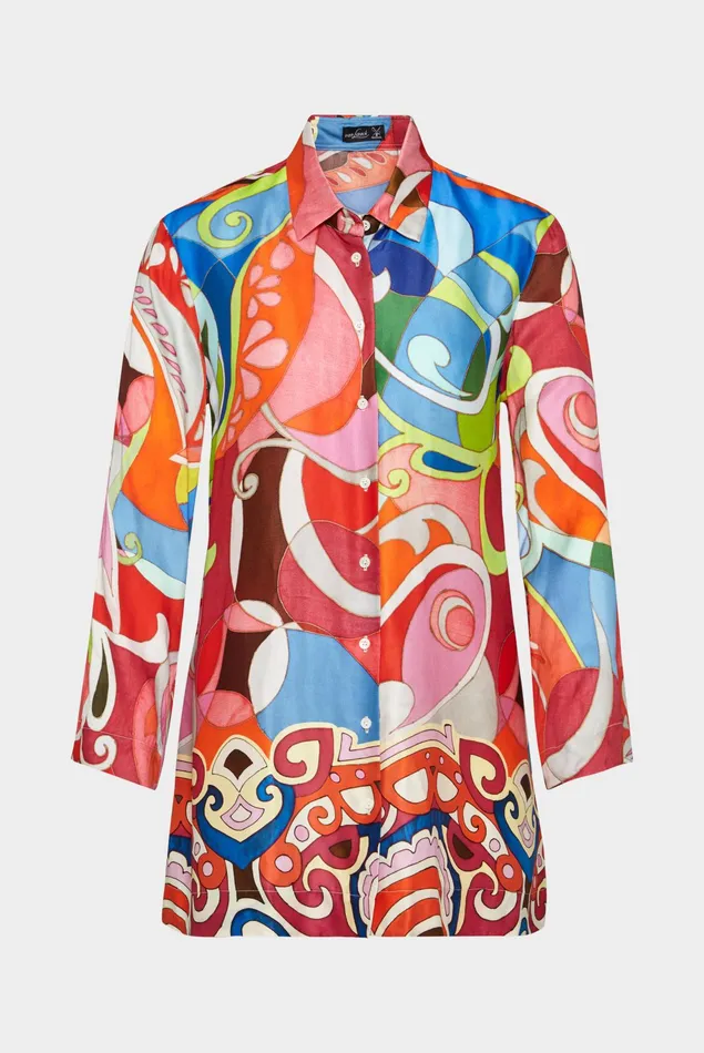 Van Laack Festive Blouses Women Shirt Blouse Made Of Viscoselinen Mix With Tropical