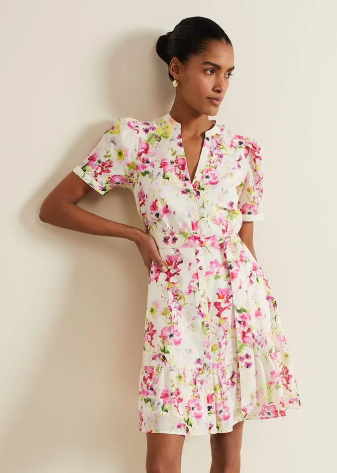 Velma Cotton Mini Dress Ivory Women Phase Eight Dresses