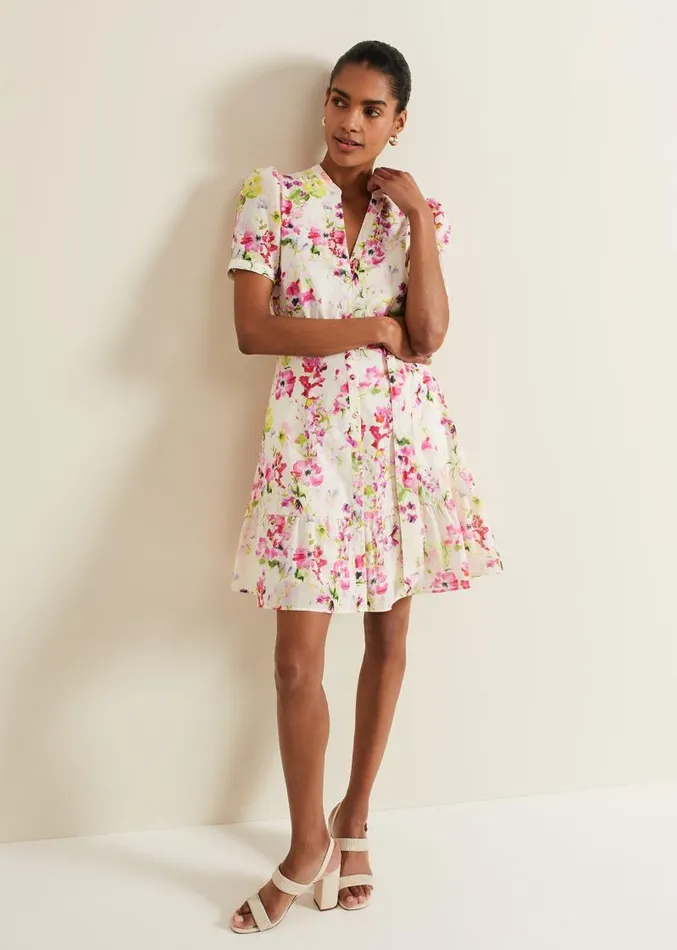 Velma Cotton Mini Dress Ivory Women Phase Eight Dresses