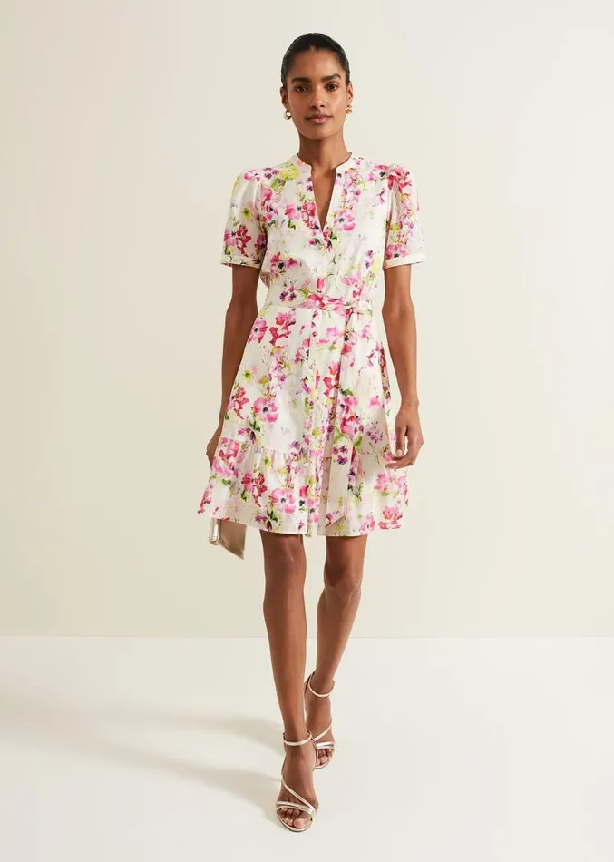 Velma Cotton Mini Dress Ivory Women Phase Eight Dresses