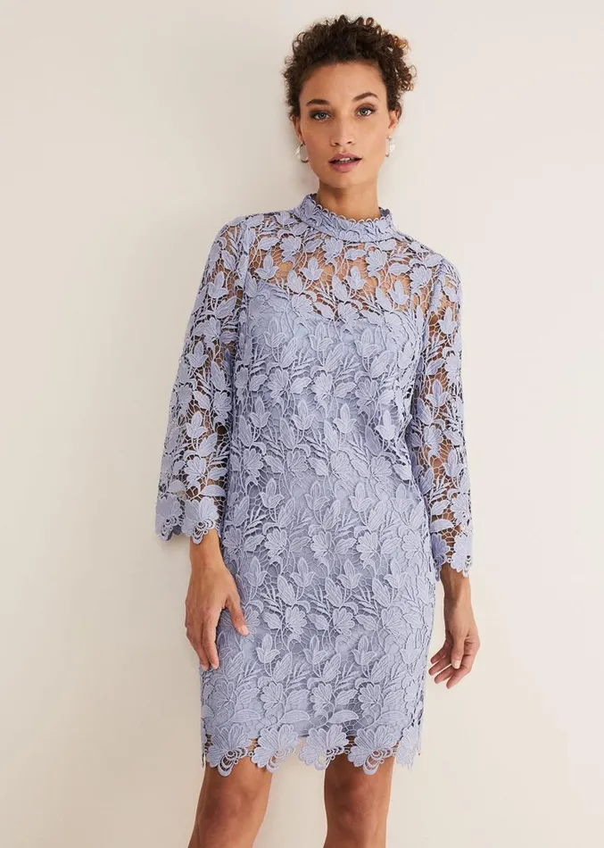 Verity Floral Lace Dress Cornflower Women Phase Eight Dresses