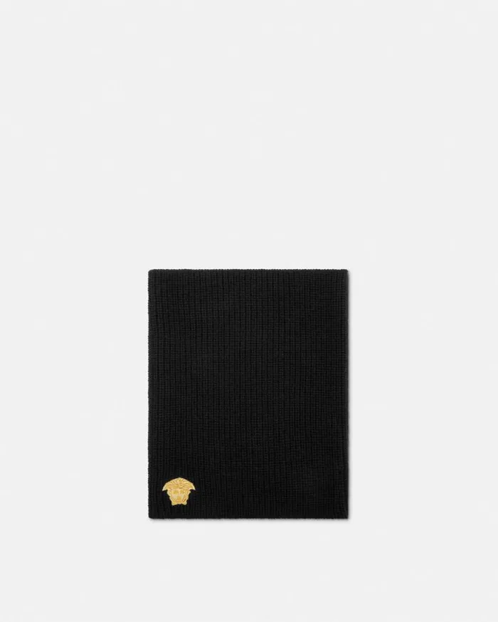 Versace Accessories Embroidered Medusa Kids Neck Warmer Black 8211 Children